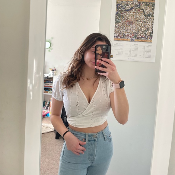 Hollister Tops - Hollister White Eyelet Wrap Top
